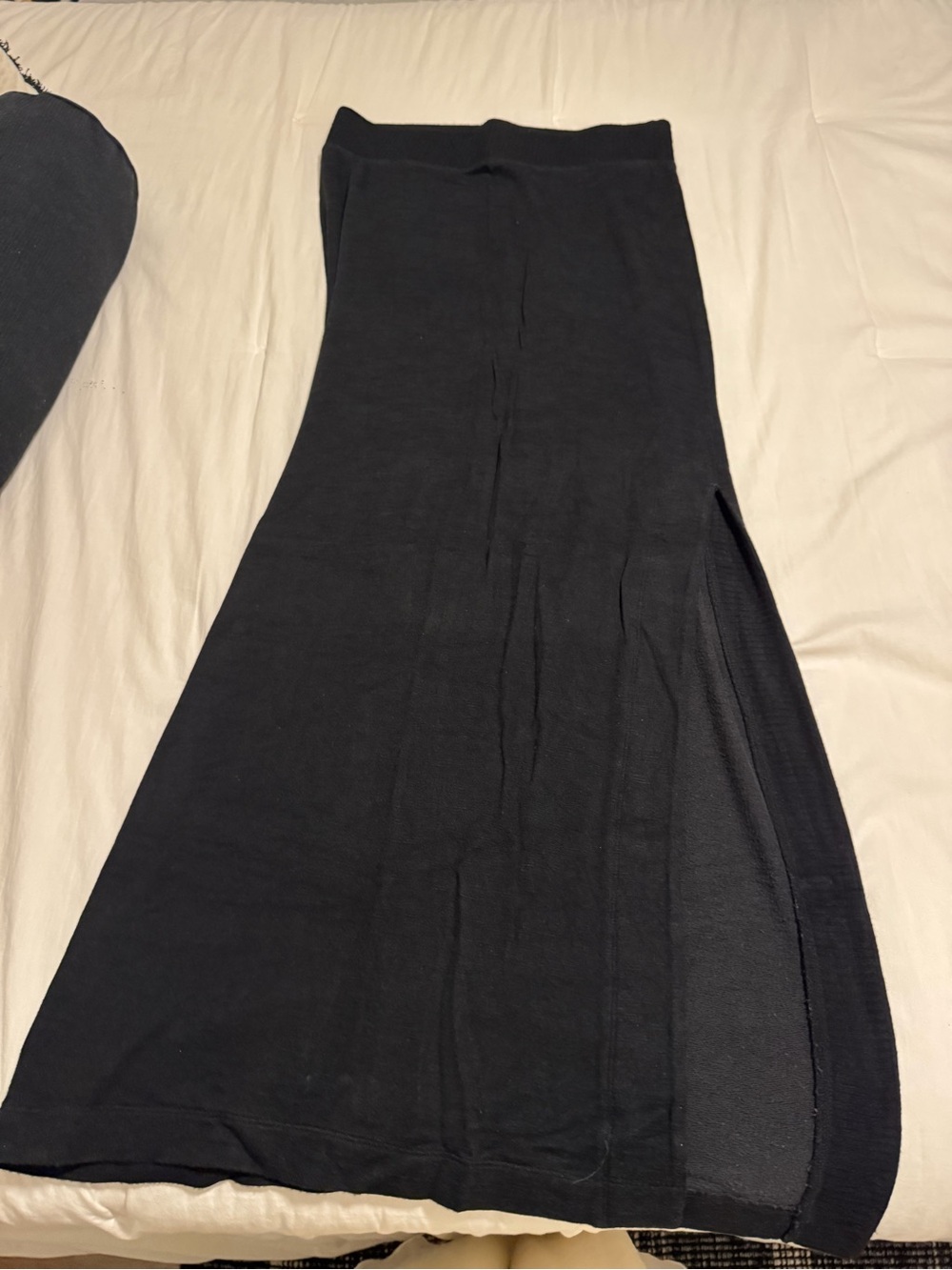 Splendid Black Maxi Knit Skirt with Side Slit